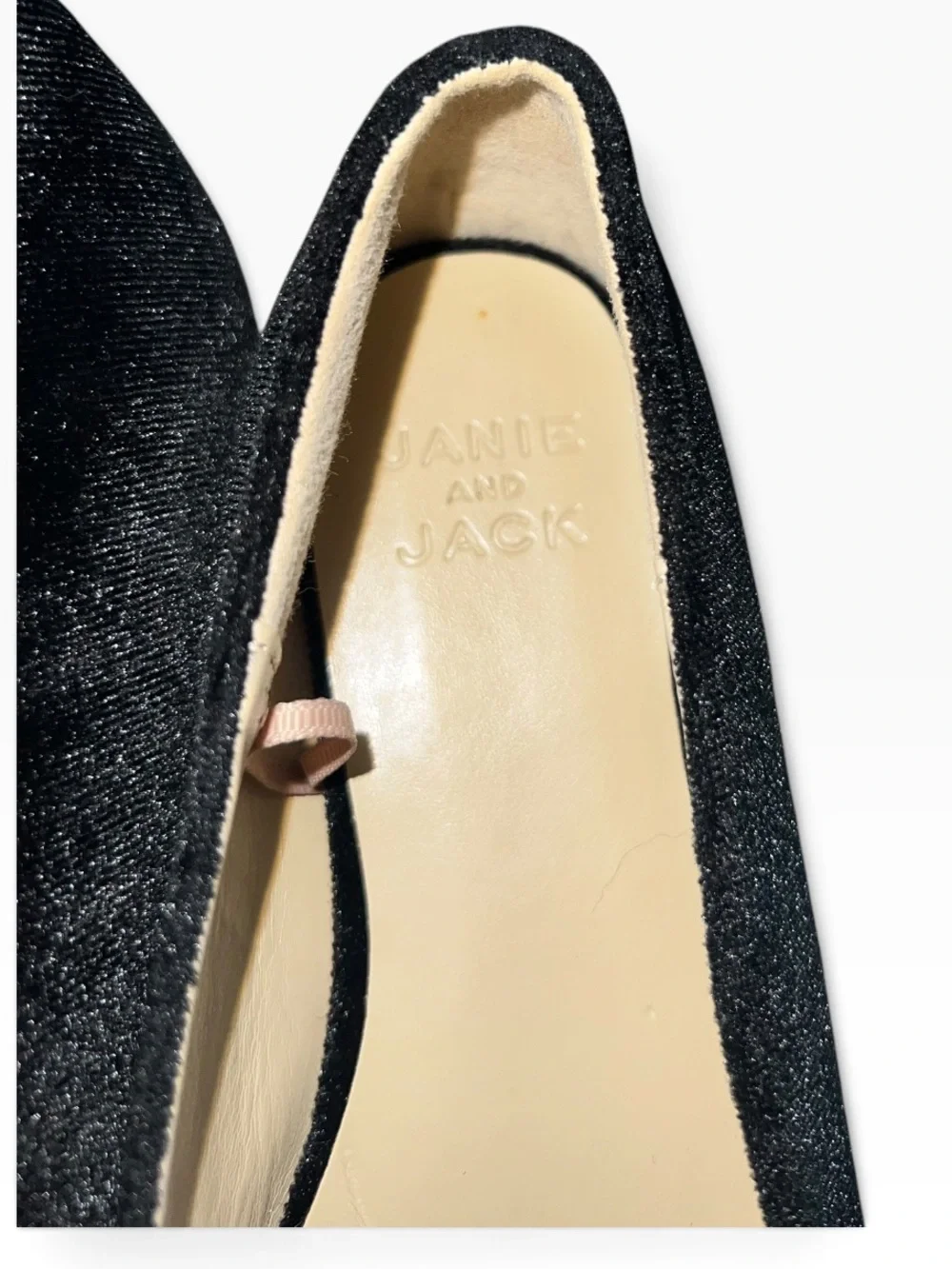 Janie and Jack Girls Size 12 Black Velvet Ballet Flats Leopard Bow